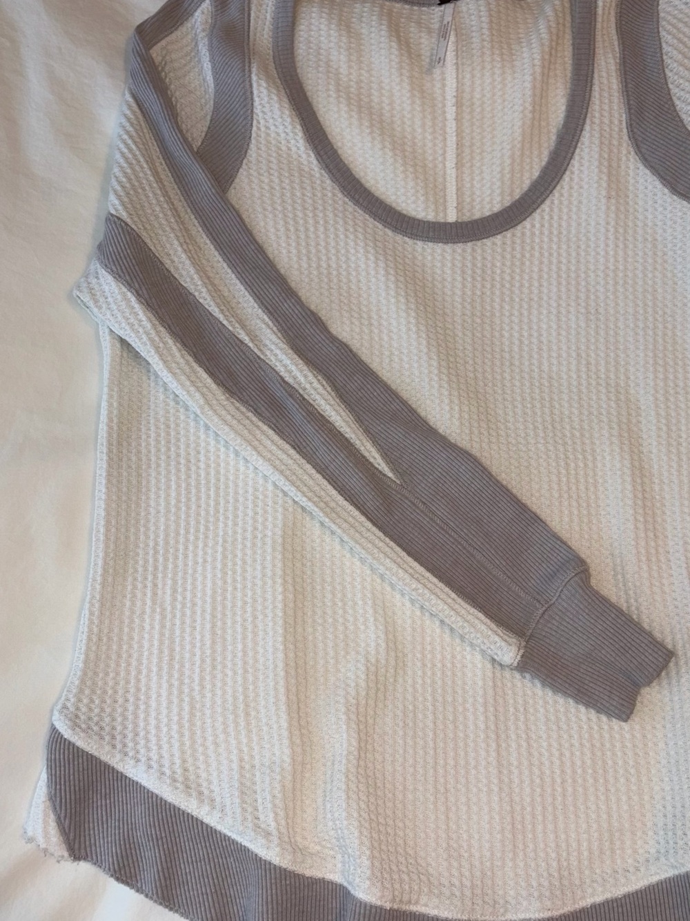 Free people Two-Tone Cream and Taupe Knit Sweatere